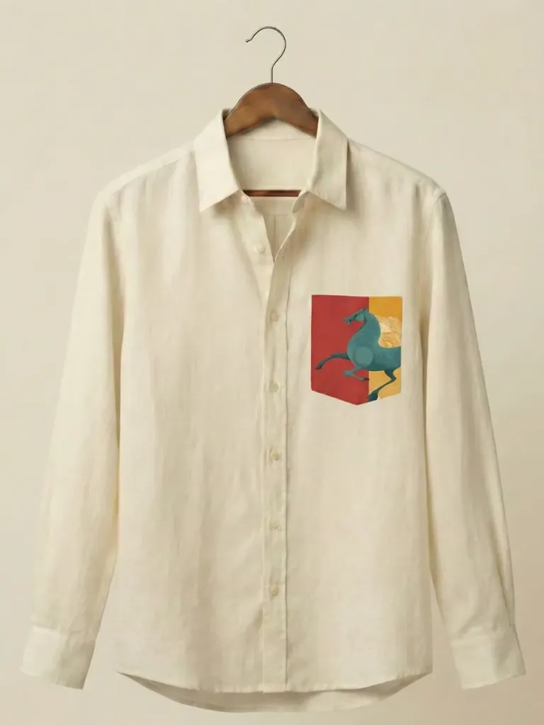 The Royal Gallop – Hand-Painted Cotton-Linen Shirt 